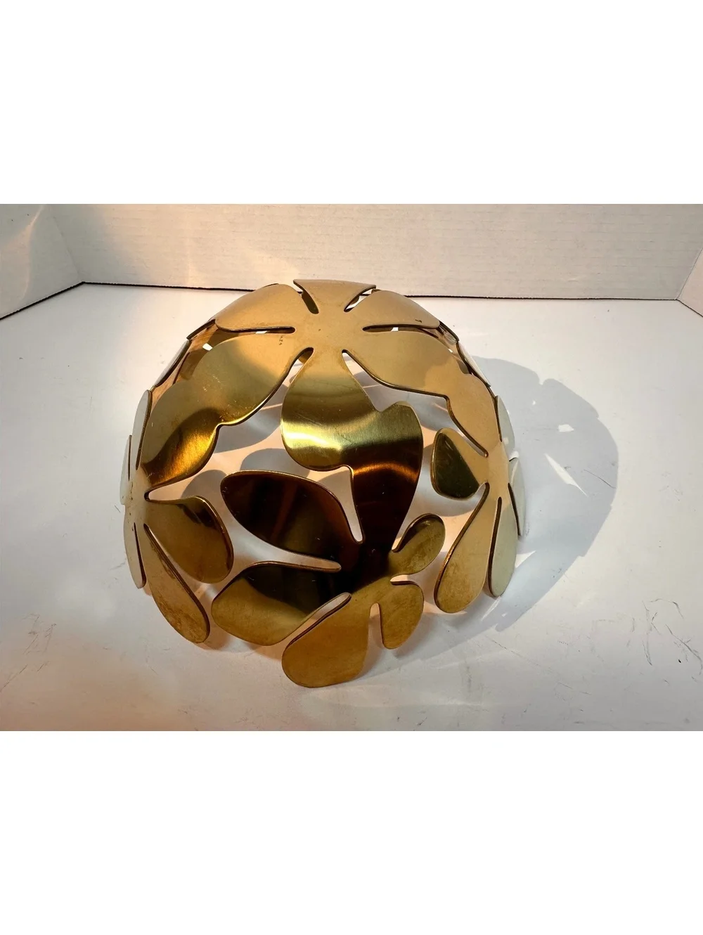 Vintage IKEA Stockholm Gold-Toned Brass Floral Decorative Bowl